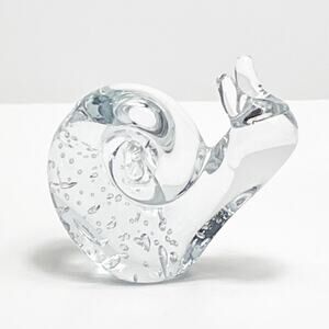 Art Glass Snail Figurine Collectible Desk Paperweight w Controlled Bubbles 3"